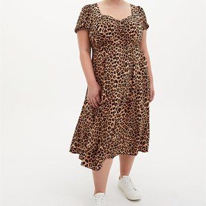 Torrid NWT's LEOPARD STRETCH CHALLIS SKATER MIDI D